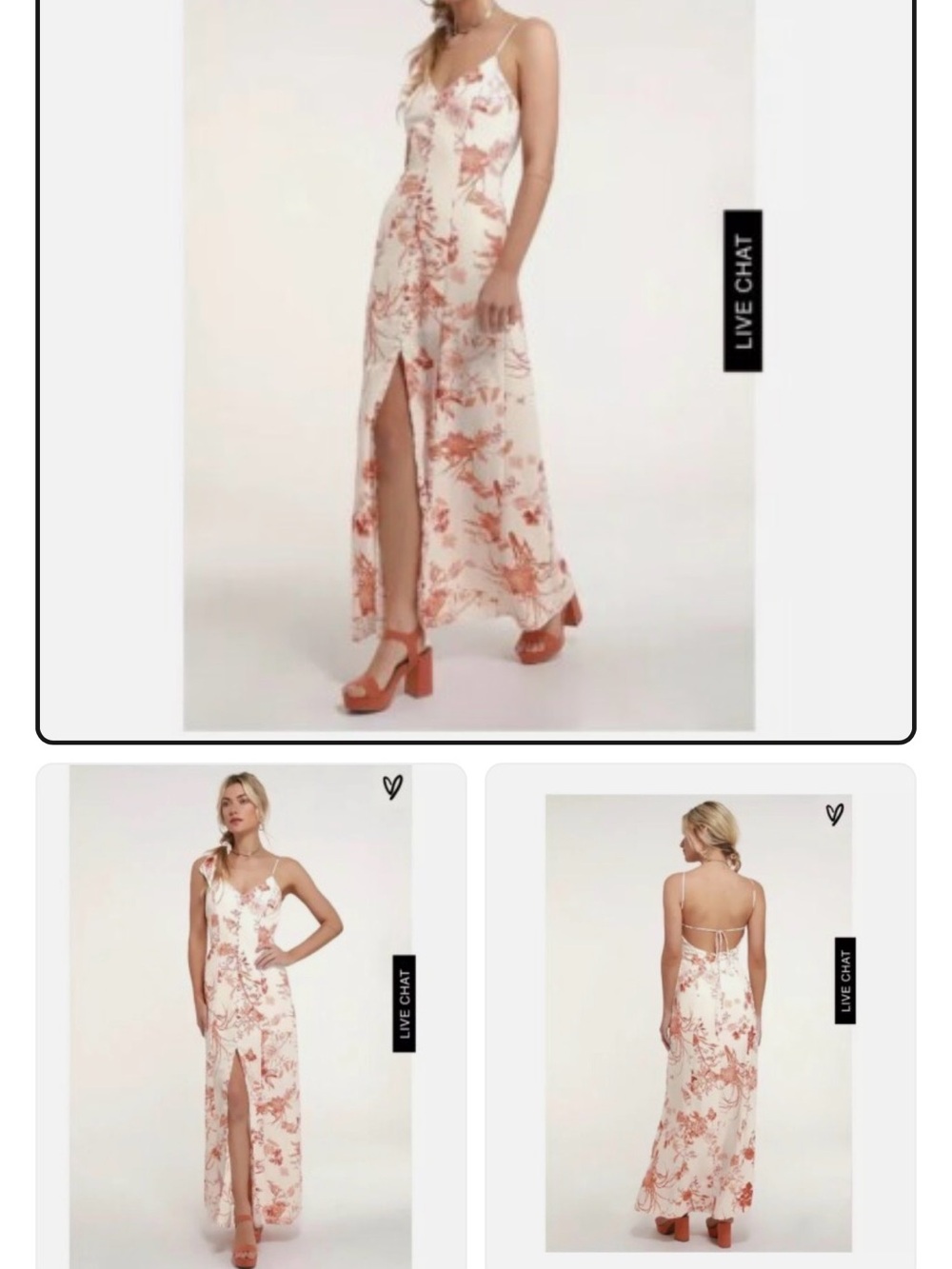 Lulus Floral Slip Maxi Dress in Cream and Terracotta